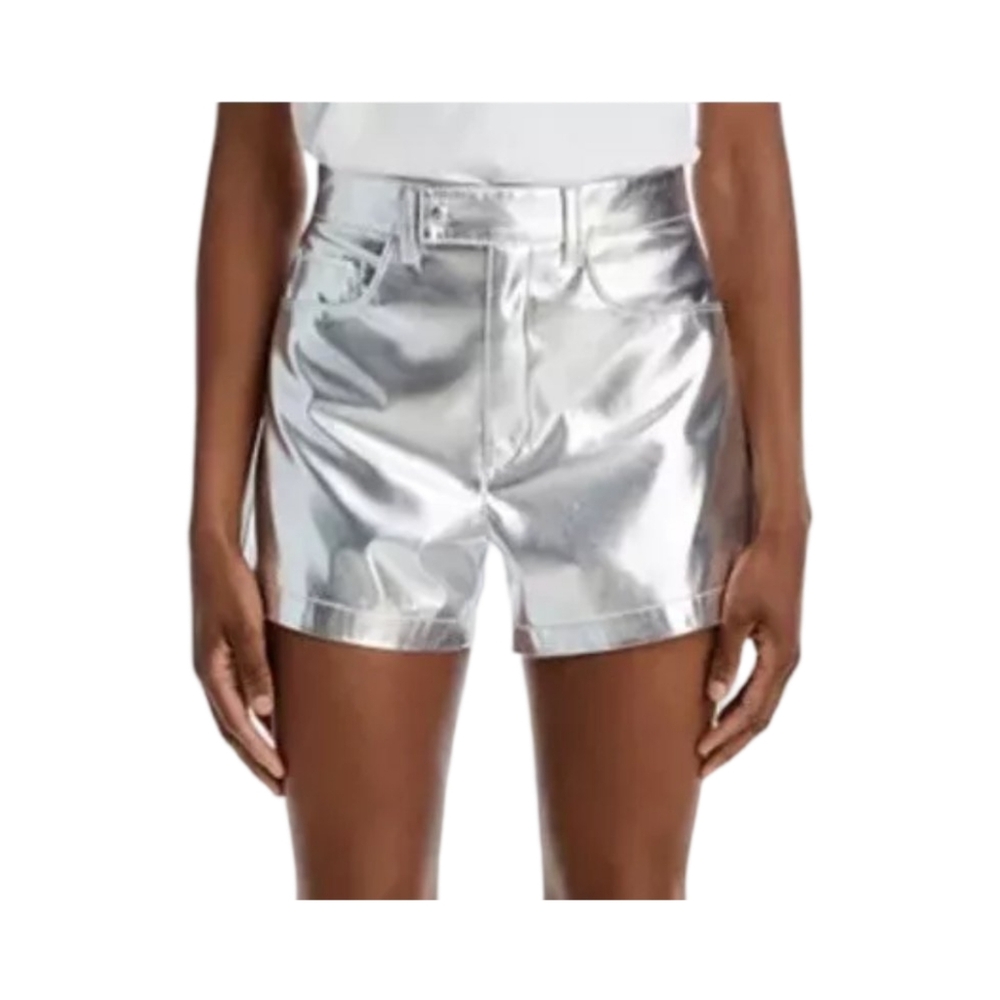 Women's silver metallic shorts